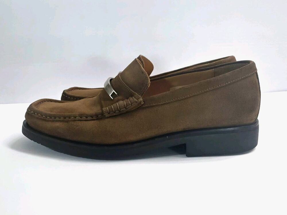 Bally Rubico Men’s Brown Suede Slip-On Loafers Square Toe US 9.5 D